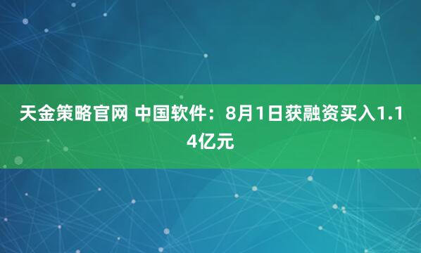 天金策略官网 中国软件：8月1日获融资买入1.14亿元