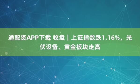 通配资APP下载 收盘｜上证指数跌1.16%，光伏设备、黄金板块走高